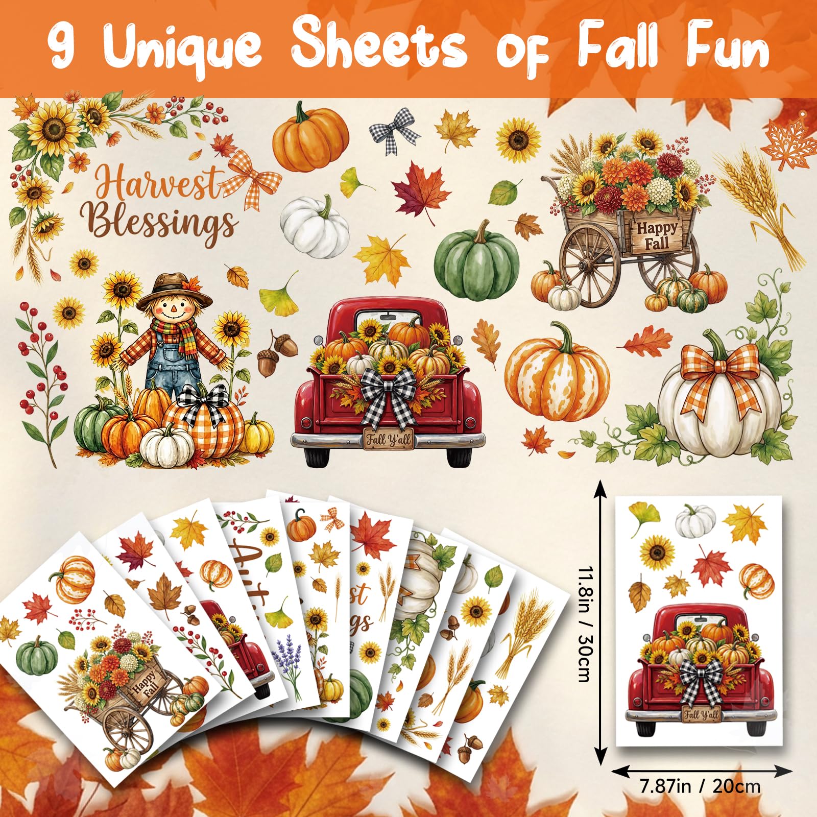 Amazon.com: Fall Window Clings Decor, Thanksgiving Pumpkin Maple
